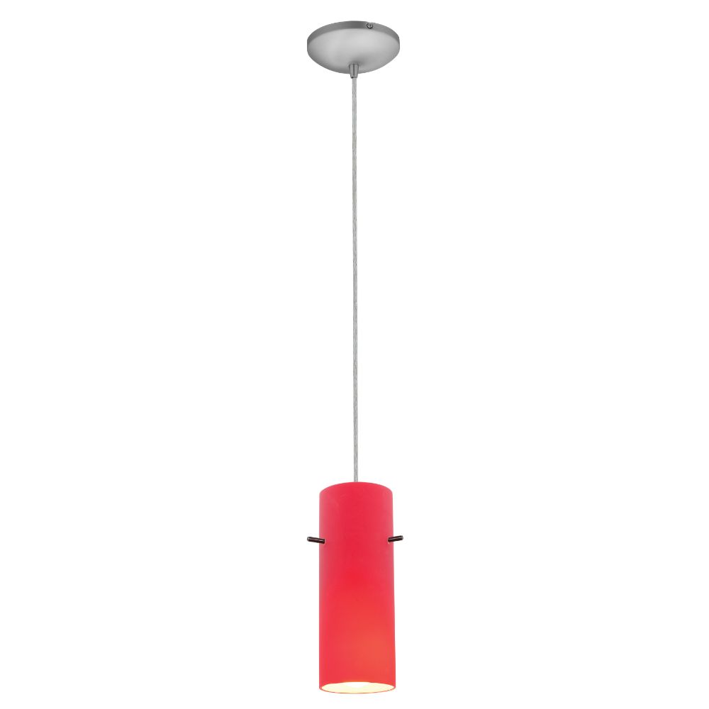 Access Lighting 28030-1C-BS/RED Cylinder Pendant in Brushed Steel