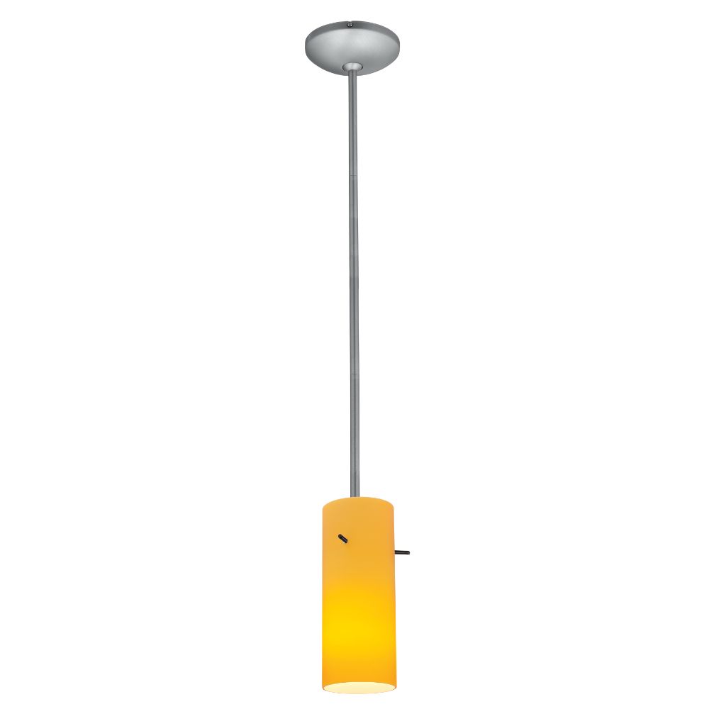 Access Lighting 28030-1R-BS/AMB Cylinder Pendant in Brushed Steel