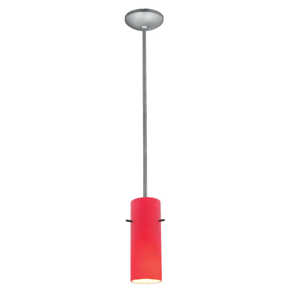 Access Lighting 28030-1R-BS/RED Cylinder Pendant in Brushed Steel