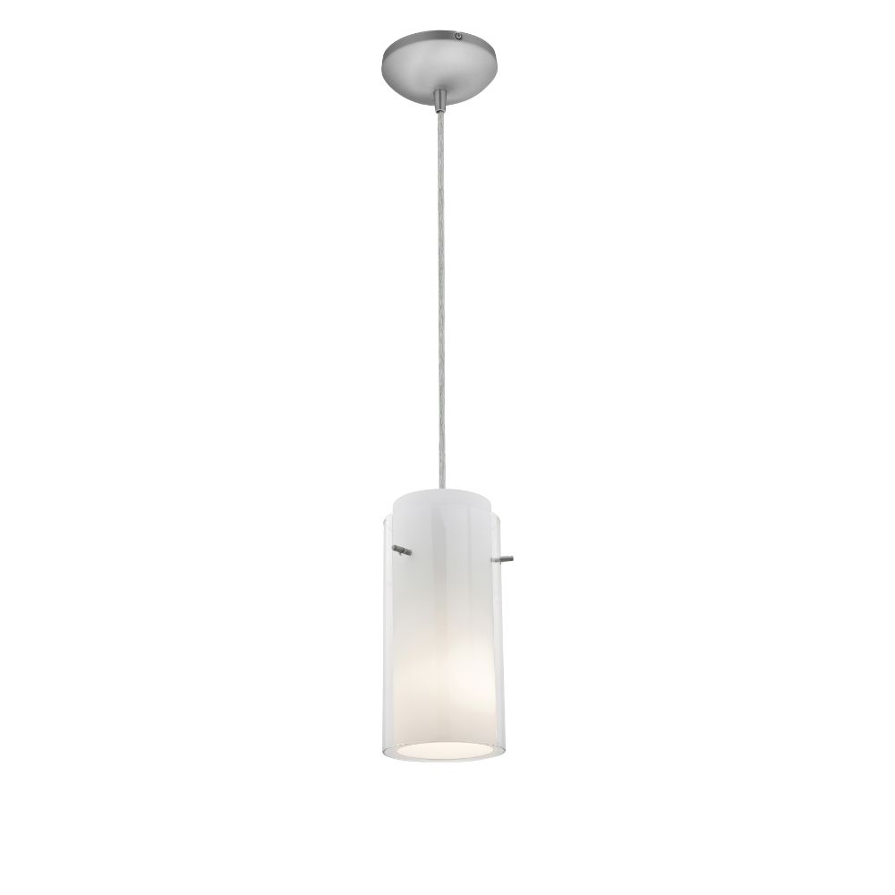 Access Lighting 28033-3C-BS/CLOP Glass`N Glass Cylinder LED Pendant in Brushed Steel