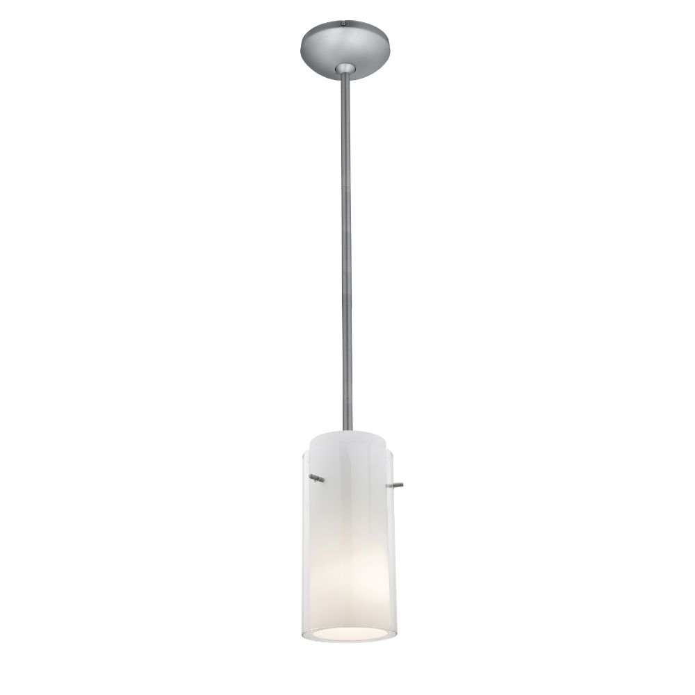Access Lighting 28033-1R-BS/CLOP Glass`N Glass Cylinder Pendant in Brushed Steel