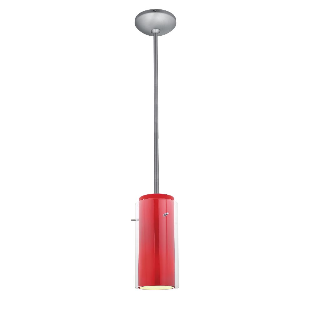 Access Lighting 28033-1R-BS/CLRD Glass`N Glass Cylinder Pendant in Brushed Steel
