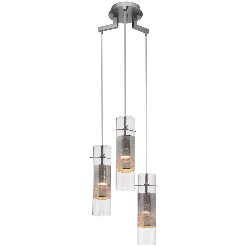 Access Lighting 50526-BS/CLM Spartan 3 Light Pendant in Brushed Steel