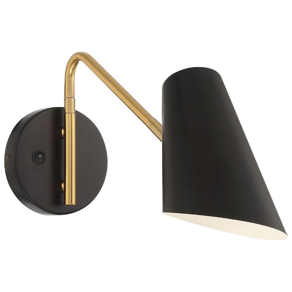 Access Lighting 72014LEDD-BWA LED Reading Light in Black with Antique Brushed Brass