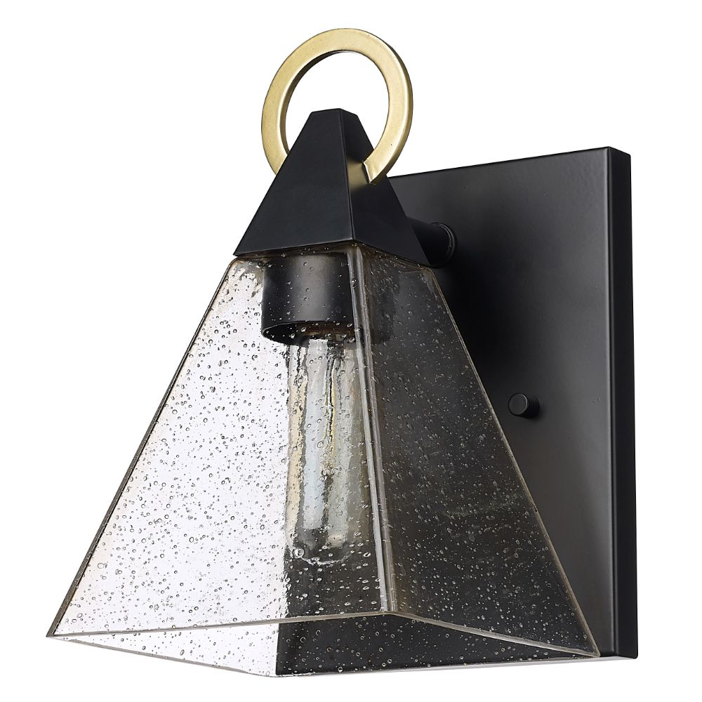 Acclaim Lighting 1040BK Dewitt 10.5 in. Matte Black and Gold accent 1-Light Outdoor Wall Lantern with Seeded Champagne glass