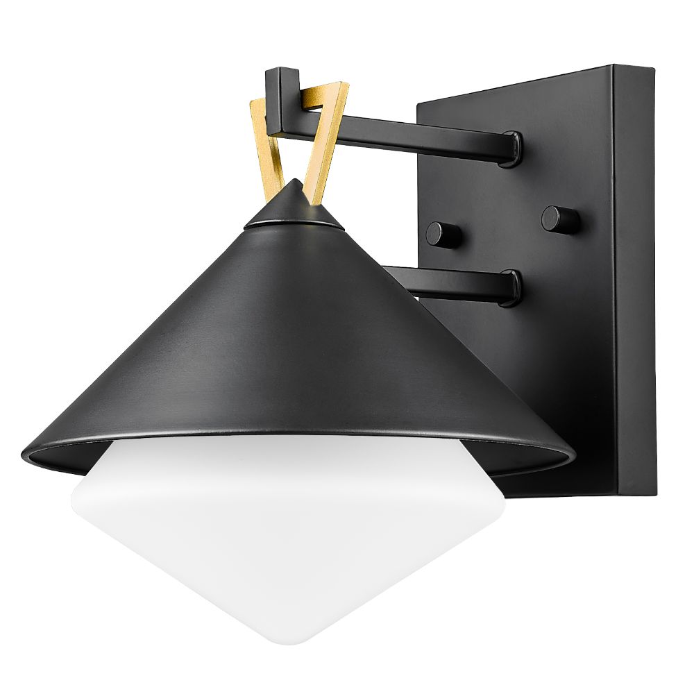 Acclaim Lighting 1044BK Edmore 8.75 in. Matte Black and Gold accent 1-Light Wall Lantern with Opal glass