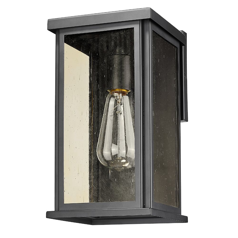 Acclaim Lighting 1049BK Lyons 11.75 in. Matte Black 1-Light Outdoor Wall Lantern with Seeded Champagne glass