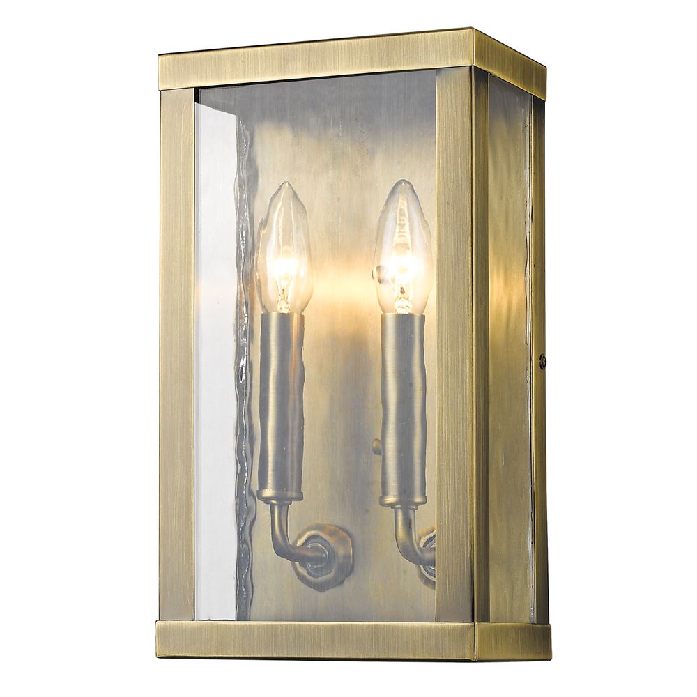 Acclaim Lighting 1520ATB Charleston 2-Light Antique Brass Shadowbox Wall Light (Small)