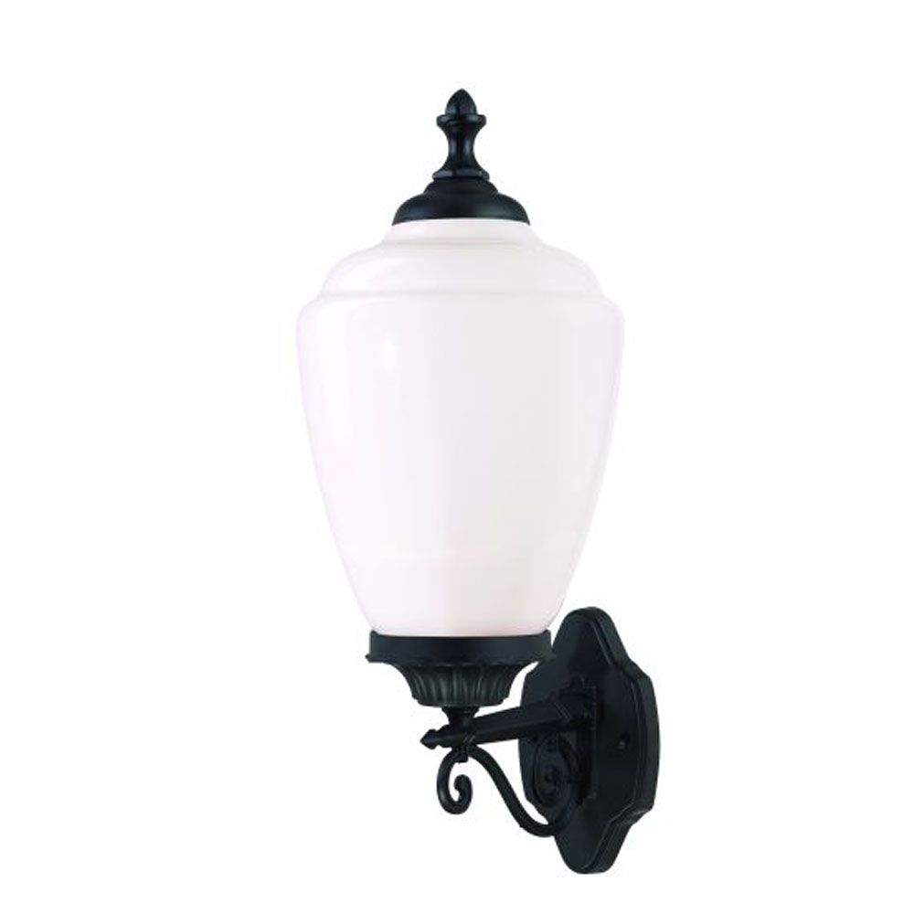 Acclaim Lighting 5361BK/WH Acorn 1-Light Matte Black Wall Light With White Acrylic Globe