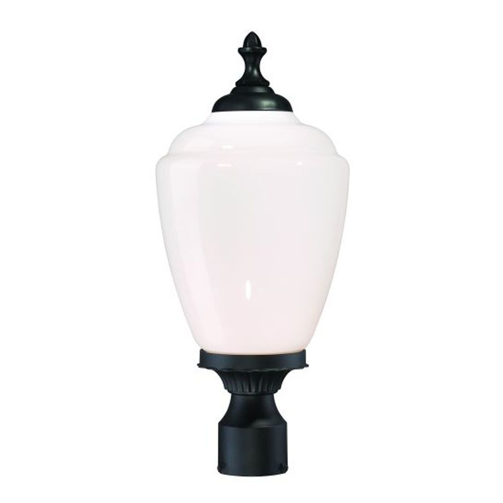 Acclaim Lighting 5367BK/WH Acorn 1-Light Matte Black Post Mount Light With White Acrylic Globe