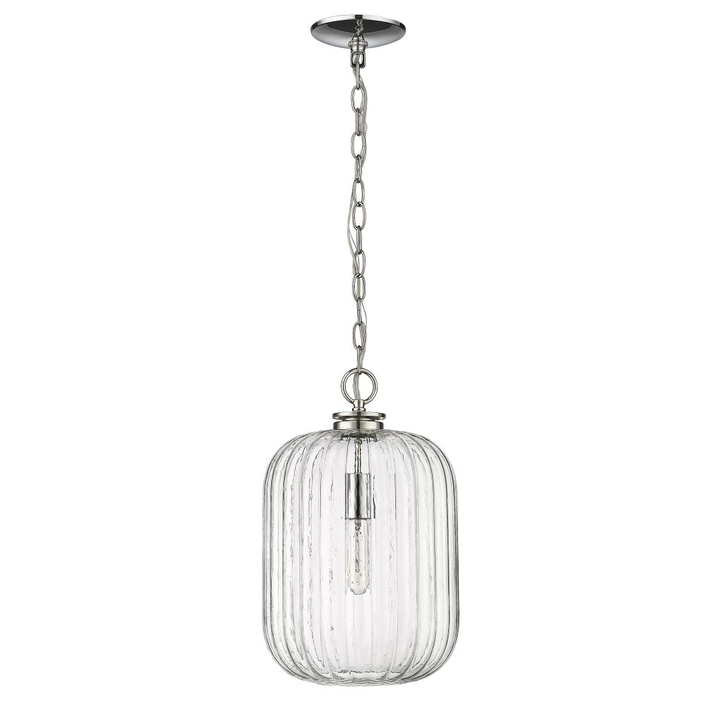 Acclaim Lighting IN10005PN Cabot 10.25" Polished Nickel 1-Light Pendant with Clear Reeded glass.