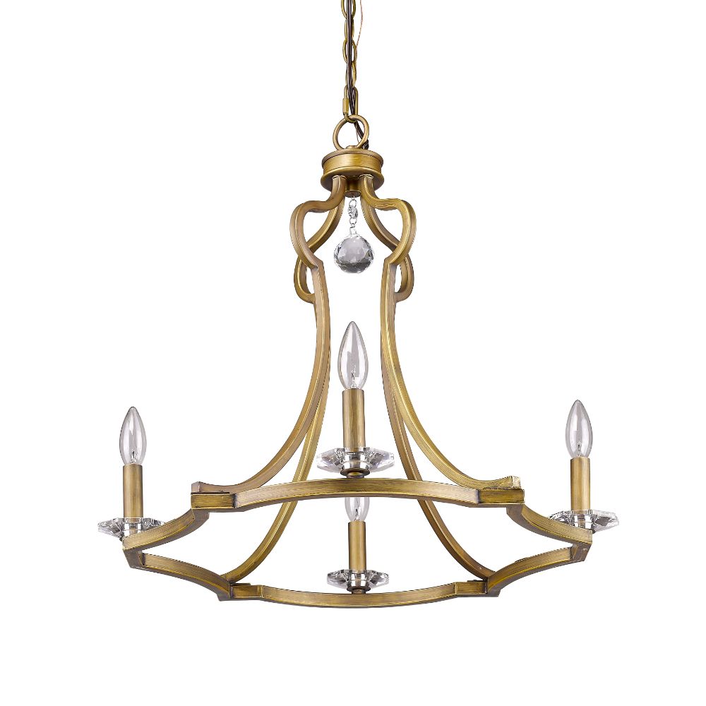 Acclaim Lighting IN11019RB Peyton 4-Light Raw Brass Chandelier With Crystal Accents