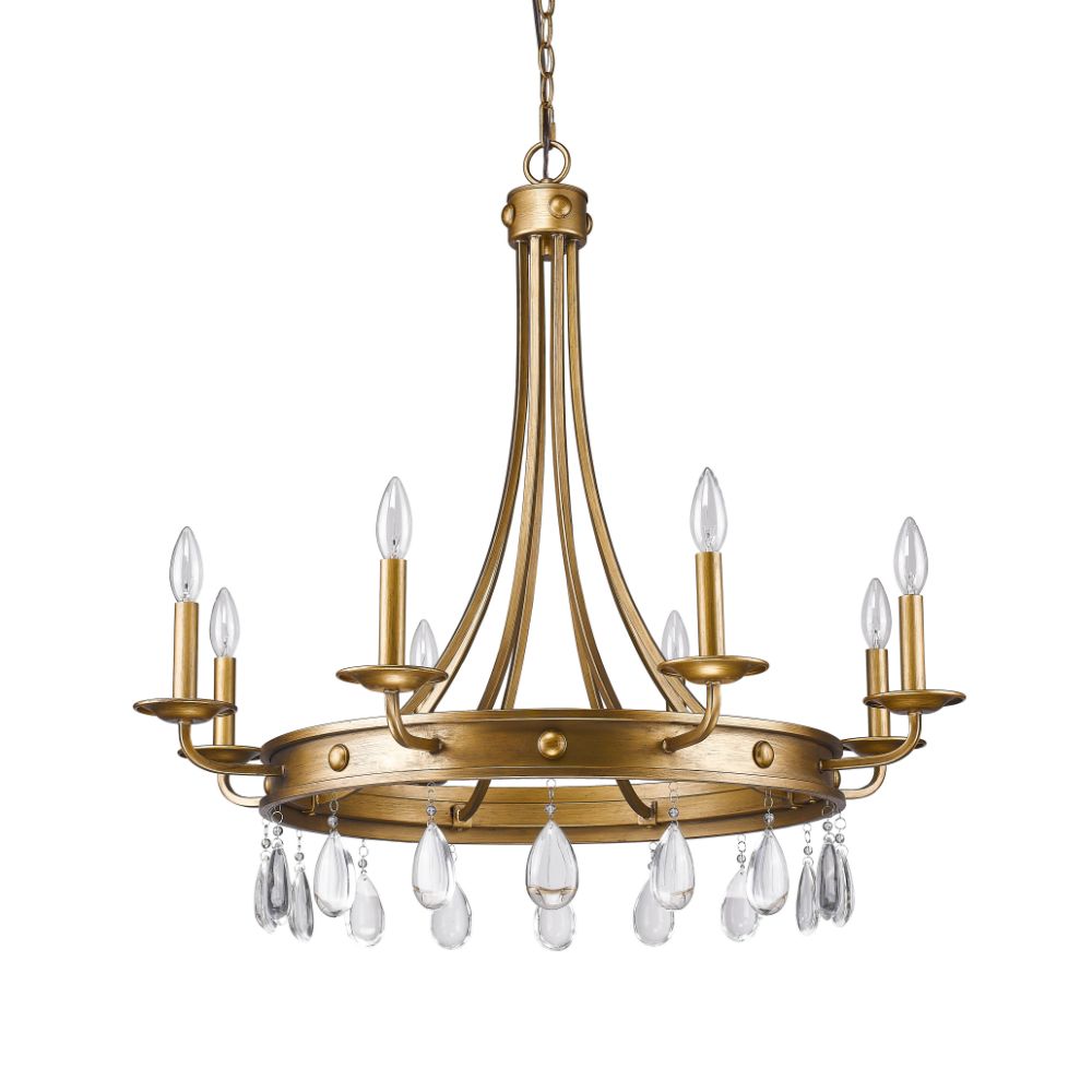 Acclaim Lighting IN11025AG Krista 8-Light Antique Gold Chandelier With Crystal Accents
