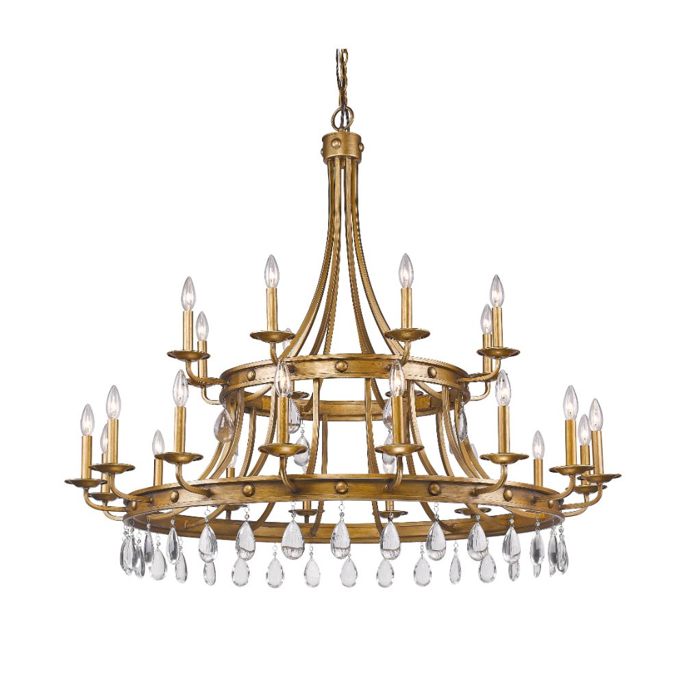 Acclaim Lighting IN11028AG Krista 24-Light Antique Gold Chandelier With Crystal Accents