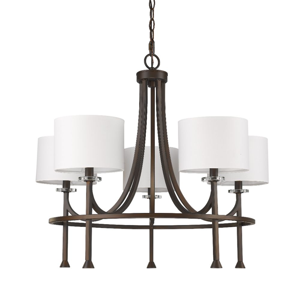 Acclaim Lighting IN11040ORB Kara 5-Light Oil-Rubbed Bronze Chandelier With Fabric Shades And Crystal Bobeches