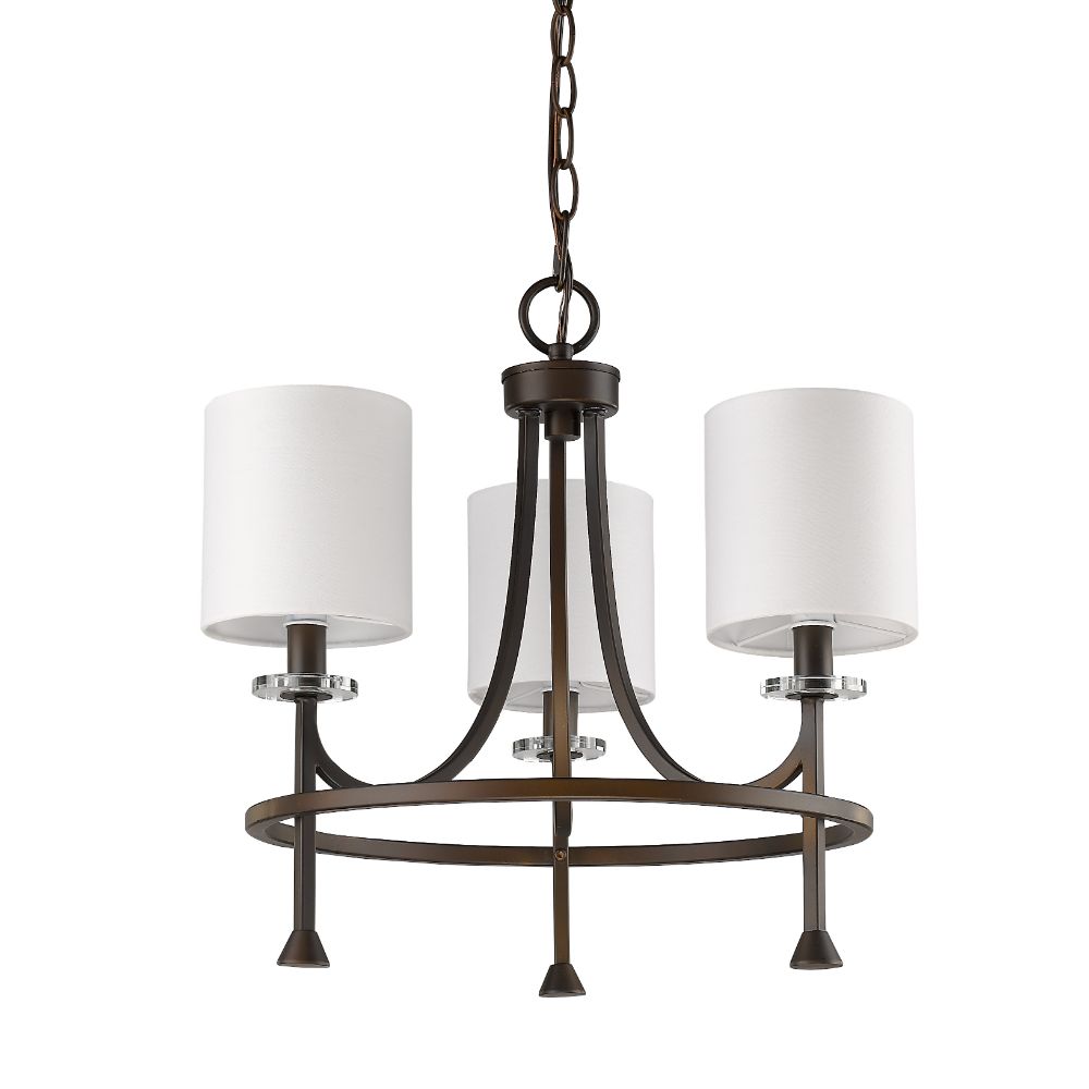 Acclaim Lighting IN11041ORB Kara 3-Light Oil-Rubbed Bronze Chandelier With Fabric Shades And Crystal Bobeches