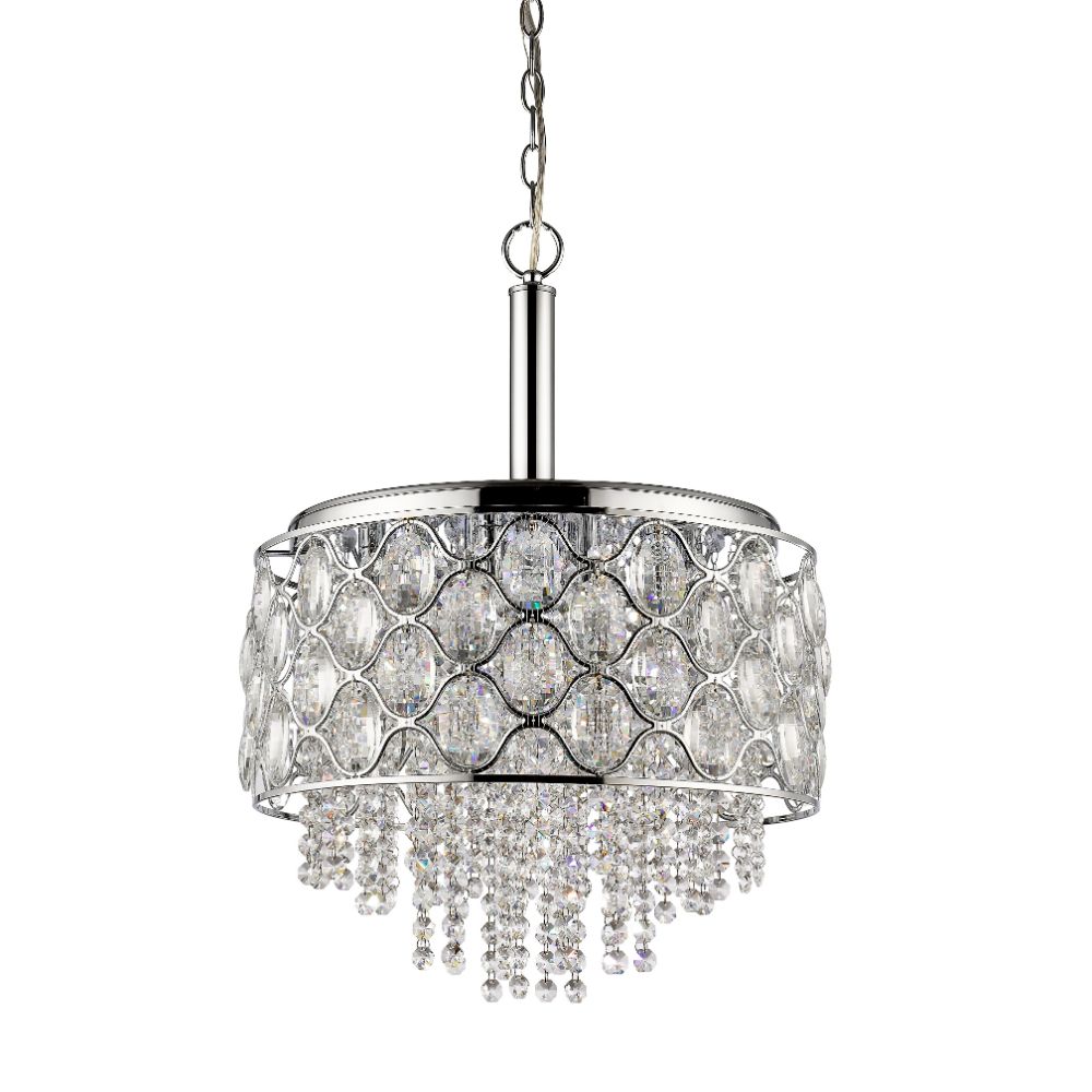 Acclaim Lighting IN11085PN Isabella 6-Light Polished Nickel Drum Pendant With Crystal Accents
