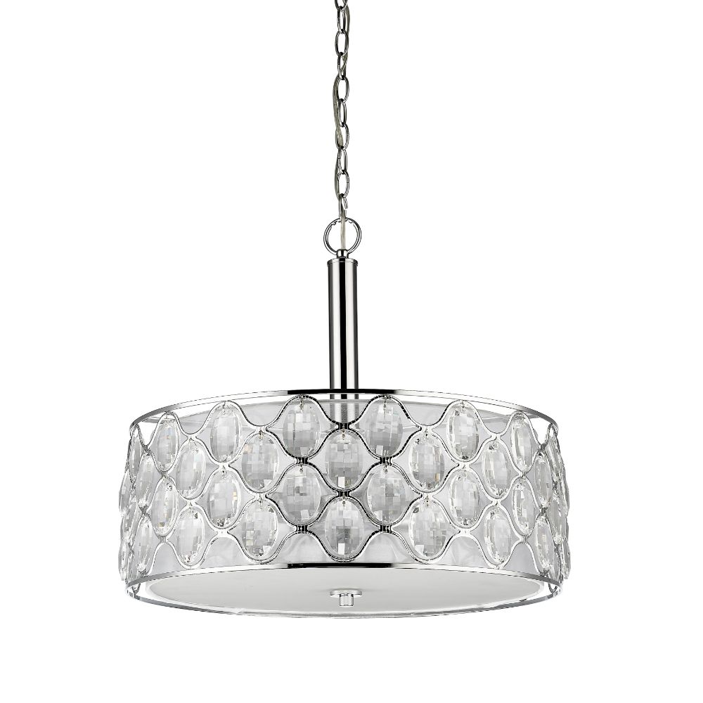 Acclaim Lighting IN11086PN Isabella 4-Light Polished Nickel Drum Pendant With Crystal Accents