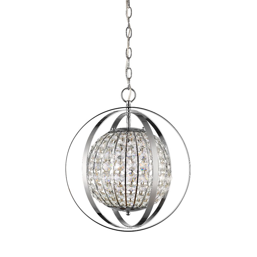 Acclaim Lighting IN11095PN Olivia 1-Light Polished Nickel Crystal Globe Pendant 