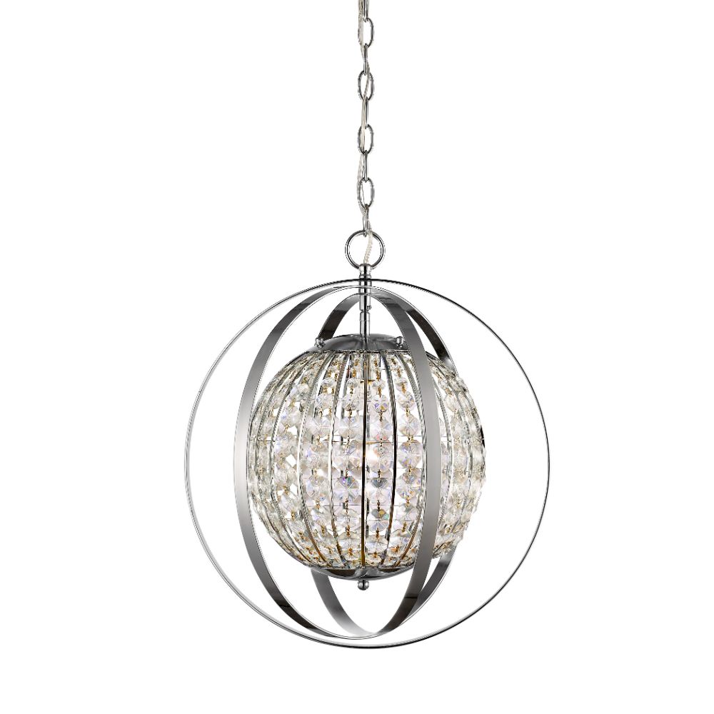Acclaim Lighting IN11096PN Olivia 1-Light Polished Nickel Crystal Globe Pendant 
