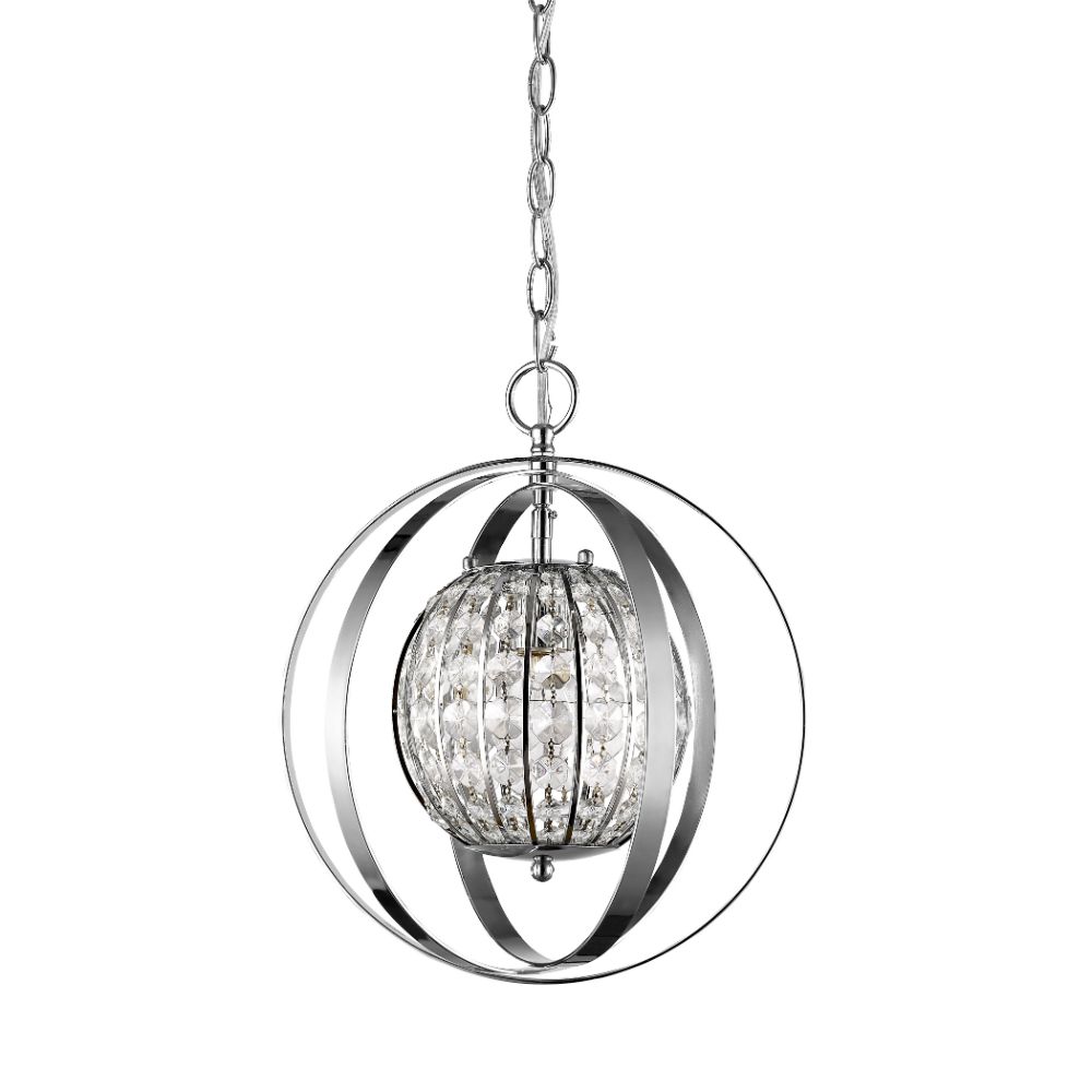Acclaim Lighting IN11097PN Olivia 1-Light Polished Nickel Crystal Globe Pendant 