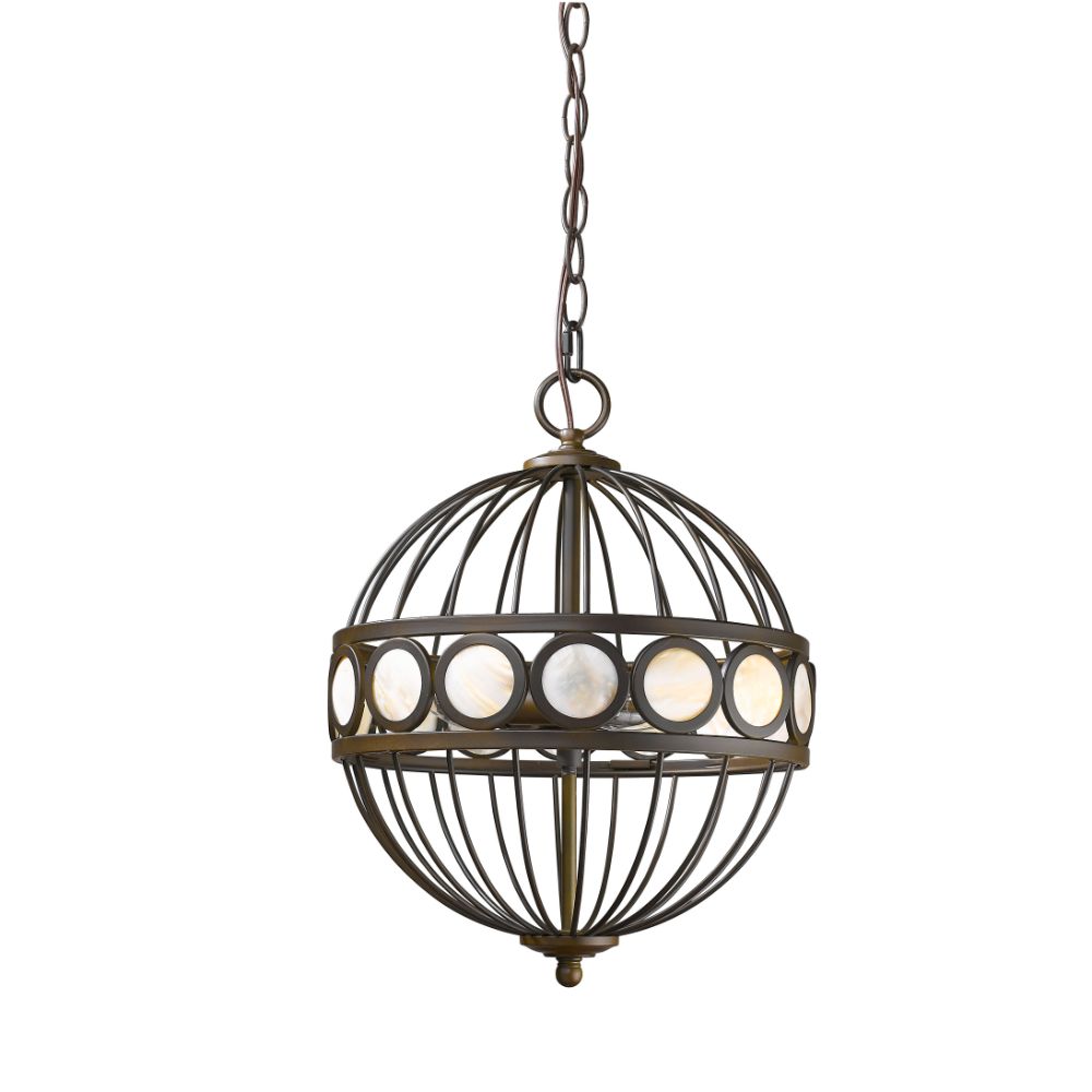 Acclaim Lighting IN11105ORB Aria 3-Light Oil-Rubbed Bronze Globe Pendant With Mother Of Pearl Accents