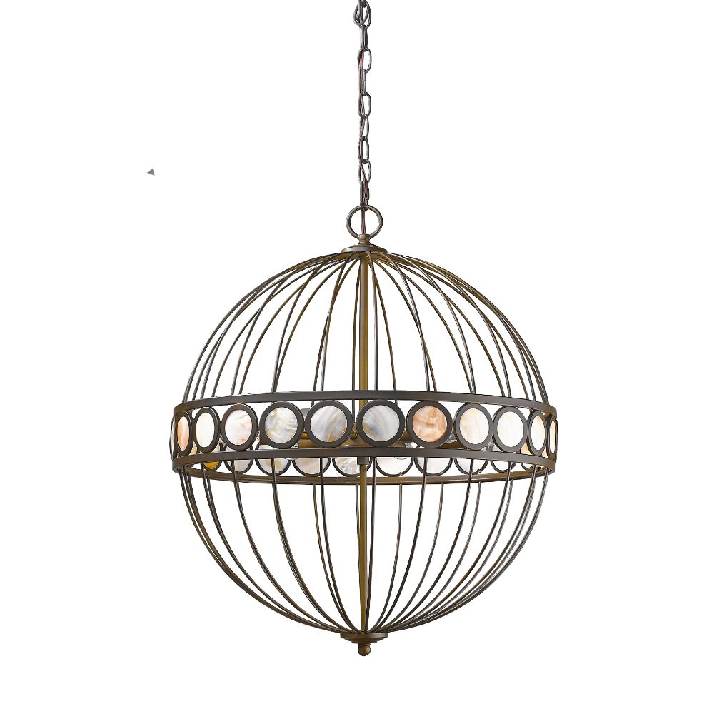 Acclaim Lighting IN11106ORB Aria 6-Light Oil-Rubbed Bronze Globe Pendant With Mother Of Pearl Accents