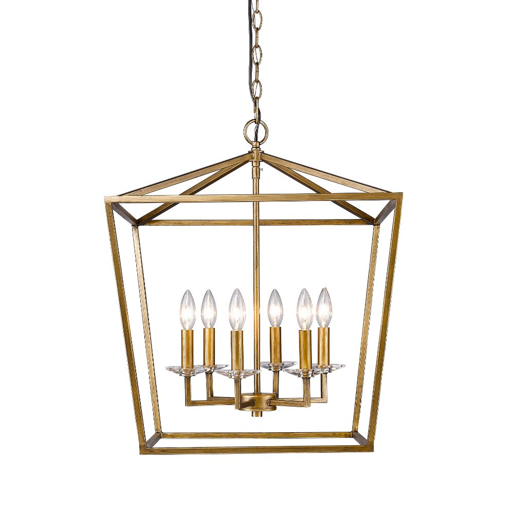 Acclaim Lighting IN11130AG Kennedy 6-Light Antique Gold Foyer Pendant With Crystal Bobeches