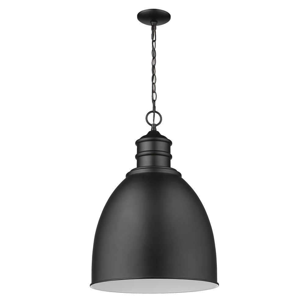 Acclaim Lighting IN11170BK Colby 1-Light Matte Black Pendant With Gloss White Interior Shade