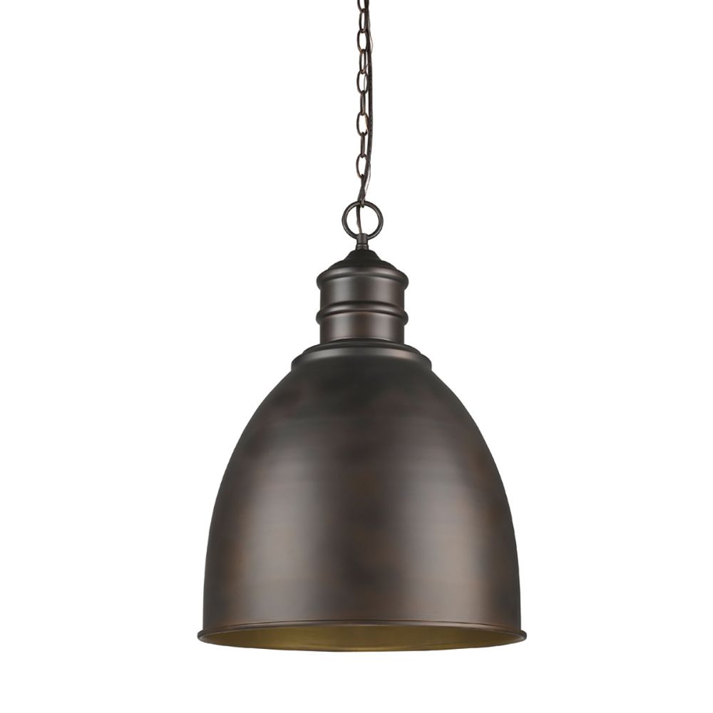 Acclaim Lighting IN11170ORB Colby 1-Light Oil-Rubbed Bronze Pendant With Raw Brass Interior Shade