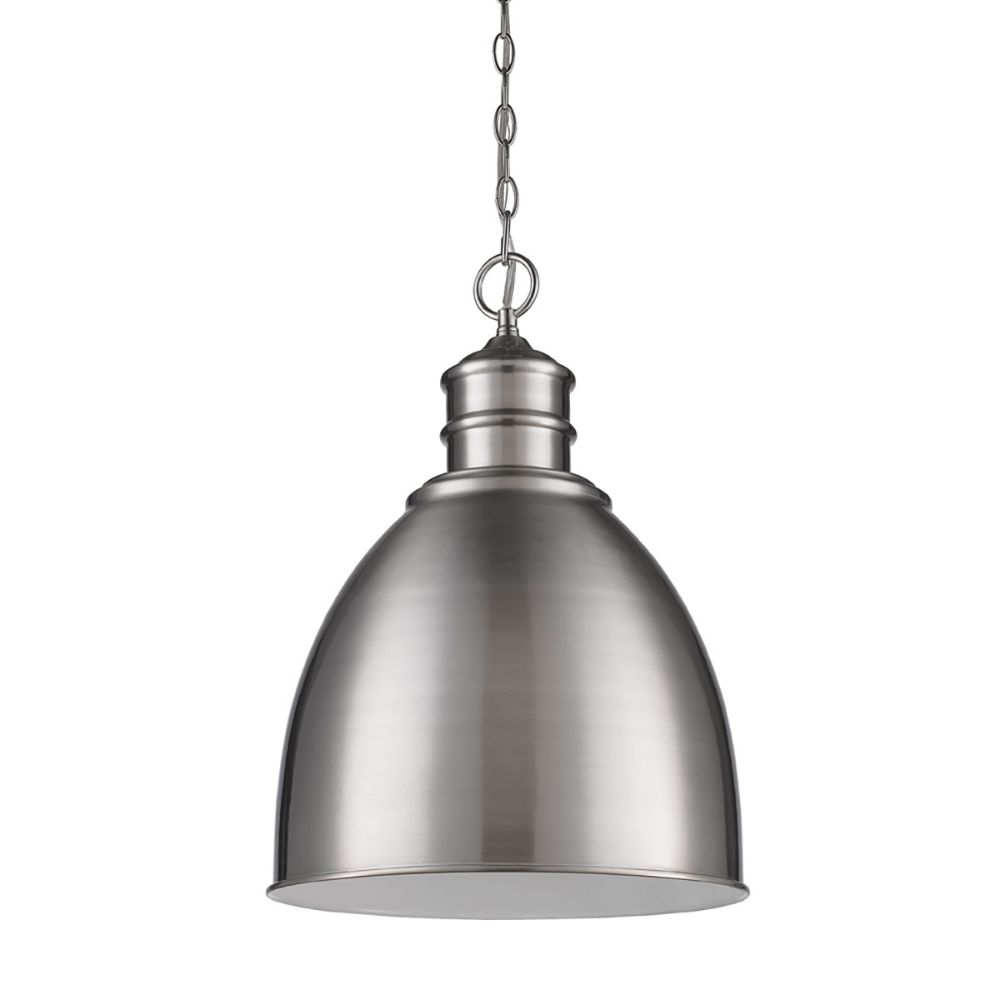 Acclaim Lighting IN11170SN Colby 1-Light Satin Nickel Pendant With Gloss White Interior Shade