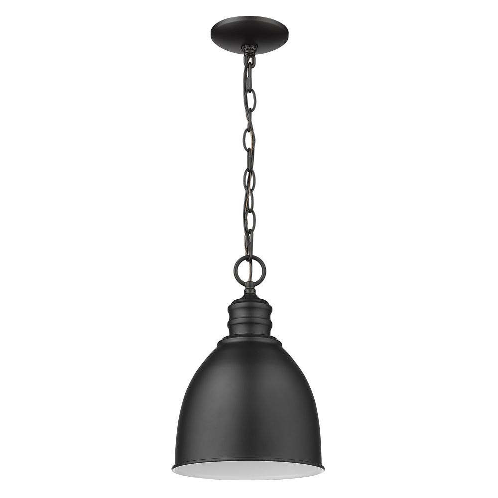 Acclaim Lighting IN11171BK Colby 1-Light Matte Black Pendant With Gloss White Interior Shade