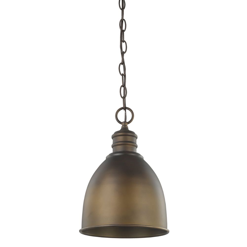 Acclaim Lighting IN11171ORB Colby 1-Light Oil-Rubbed Bronze Pendant With Raw Brass Interior Shade