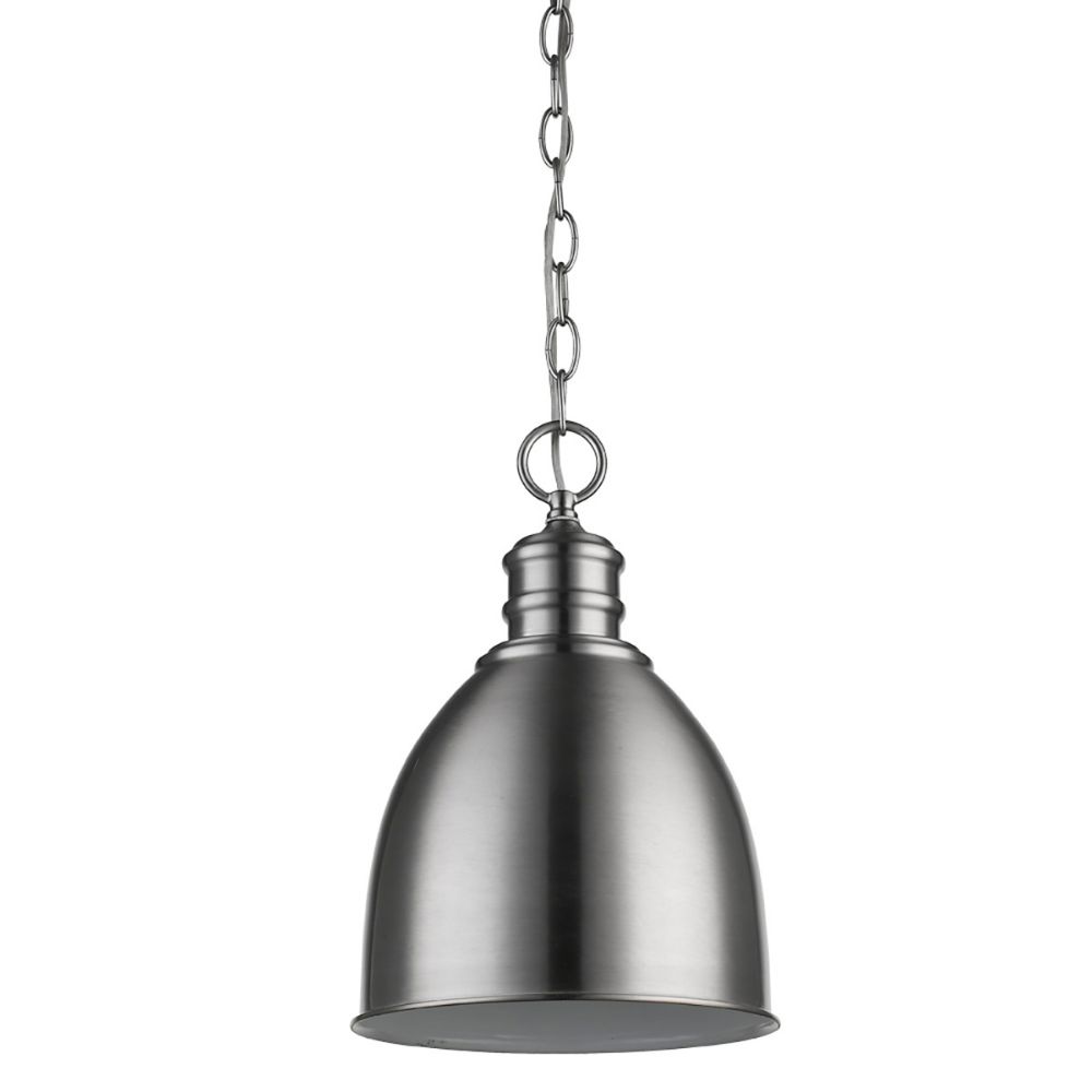 Acclaim Lighting IN11171SN Colby 1-Light Satin Nickel Pendant With Gloss White Interior Shade