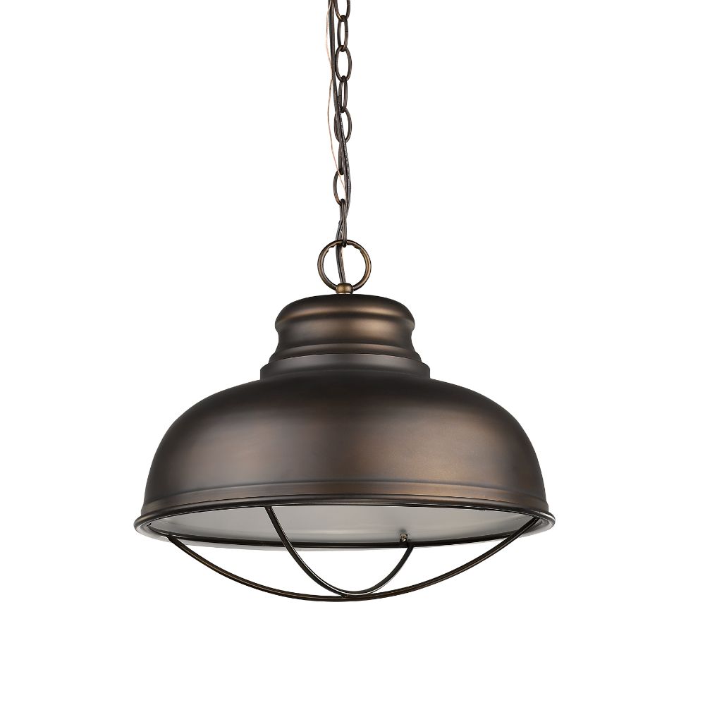 Acclaim Lighting IN11175ORB Ansen 1-Light Oil-Rubbed Bronze Pendant With Gloss White Interior Shade