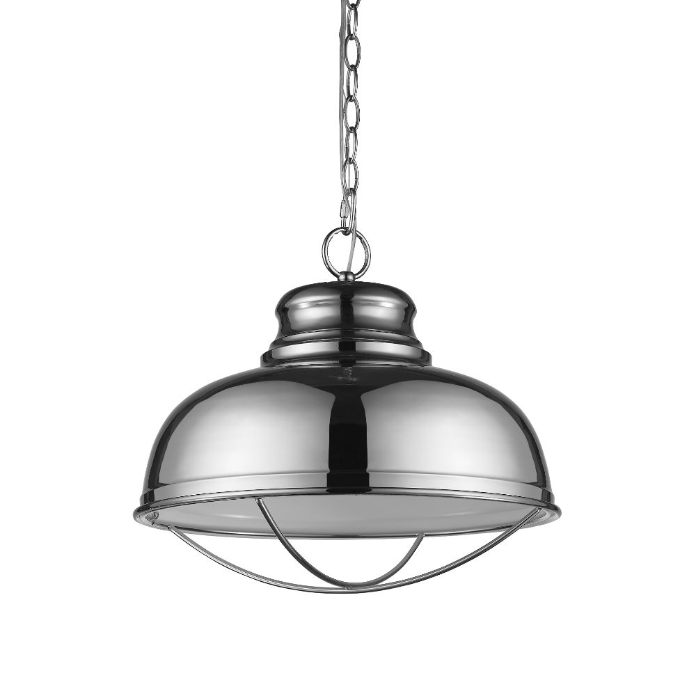 Acclaim Lighting IN11175PN Ansen 1-Light Polished Nickel Pendant With Gloss White Interior Shade