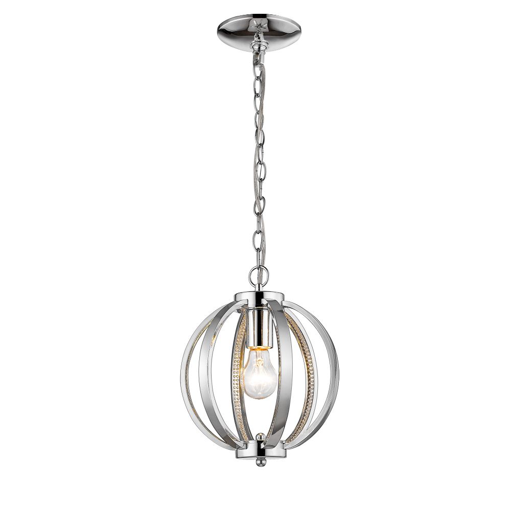 Acclaim Lighting IN11335CH Nevaeh 1-Light Chrome Globe Pendant With Crystal Accents