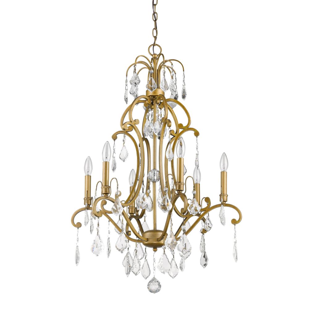 Acclaim Lighting IN11356AG Claire 6-Light Antique Gold Chandelier With Crystal Accents