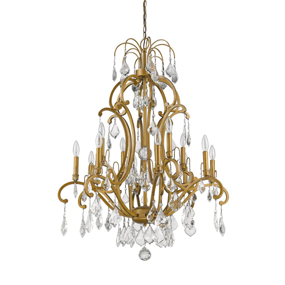Acclaim Lighting IN11357AG Claire 12-Light Antique Gold Chandelier With Crystal Accents