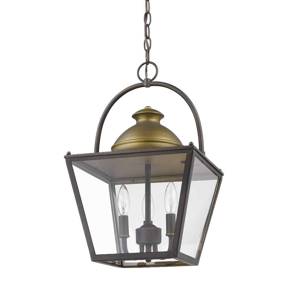 Acclaim Lighting IN11365ORB Savannah 3-Light Oil-Rubbed Bronze Foyer Pendant With Raw Brass Accents And Clear Glass Panes