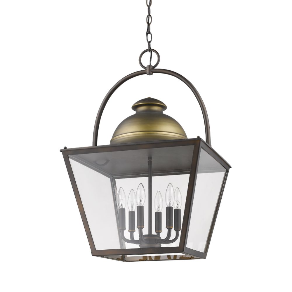 Acclaim Lighting IN11366ORB Savannah 6-Light Oil-Rubbed Bronze Foyer Pendant With Raw Brass Accents And Clear Glass Panes