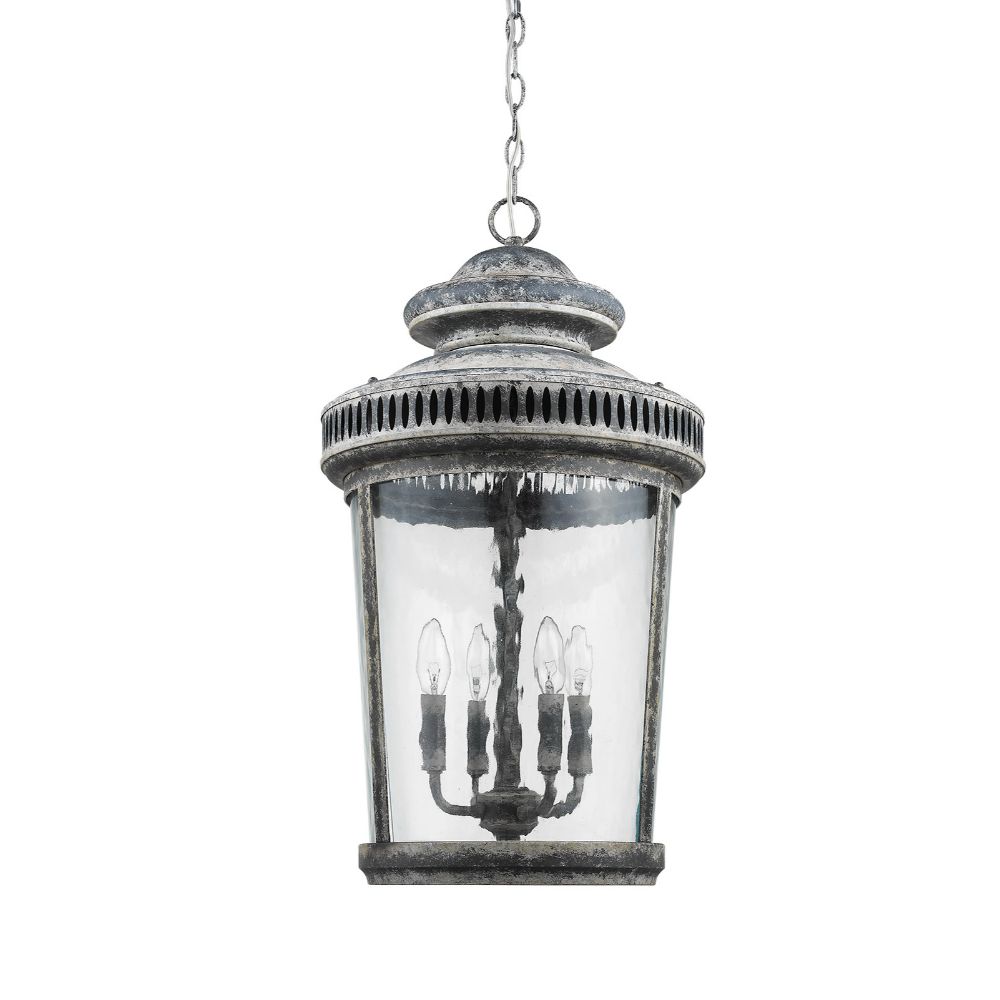 Acclaim Lighting IN11370AL Kingston 4-Light Antique Lead Foyer Pendant With Curved Water Glass Panes