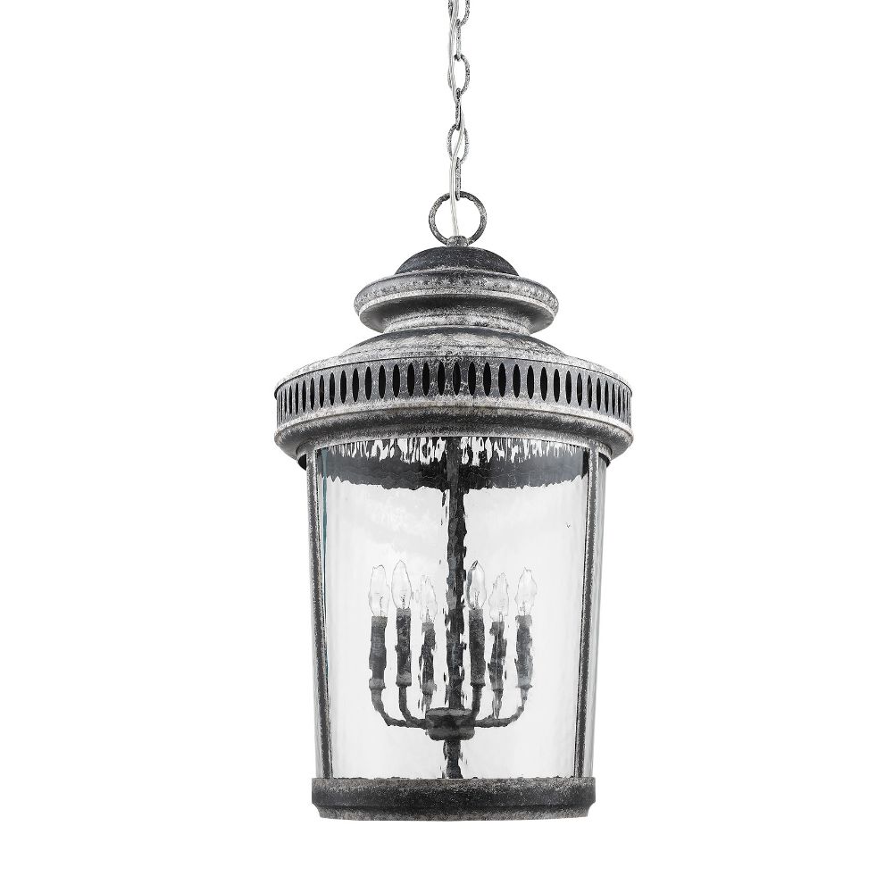 Acclaim Lighting IN11371AL Kingston 6-Light Antique Lead Foyer Pendant With Curved Water Glass Panes