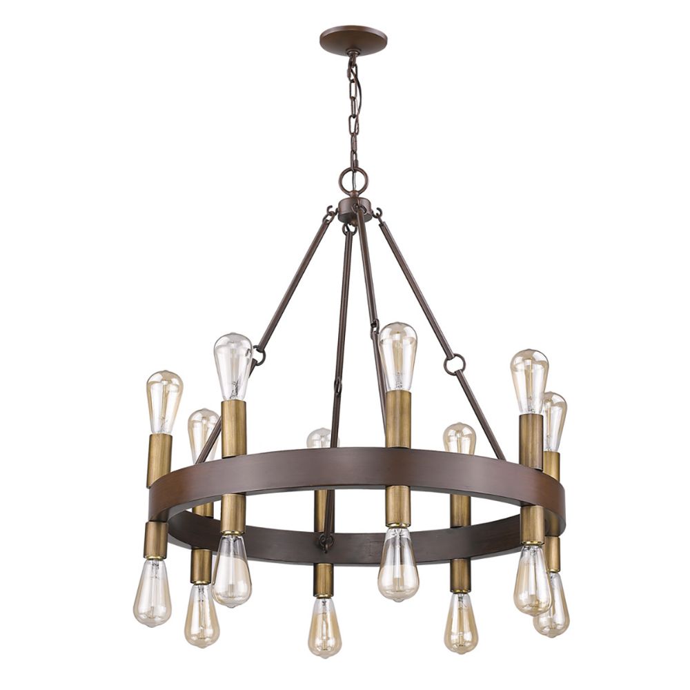Acclaim Lighting IN11385W Cumberland 16-Light Wood Finish Chandelier With Raw Brass Sockets