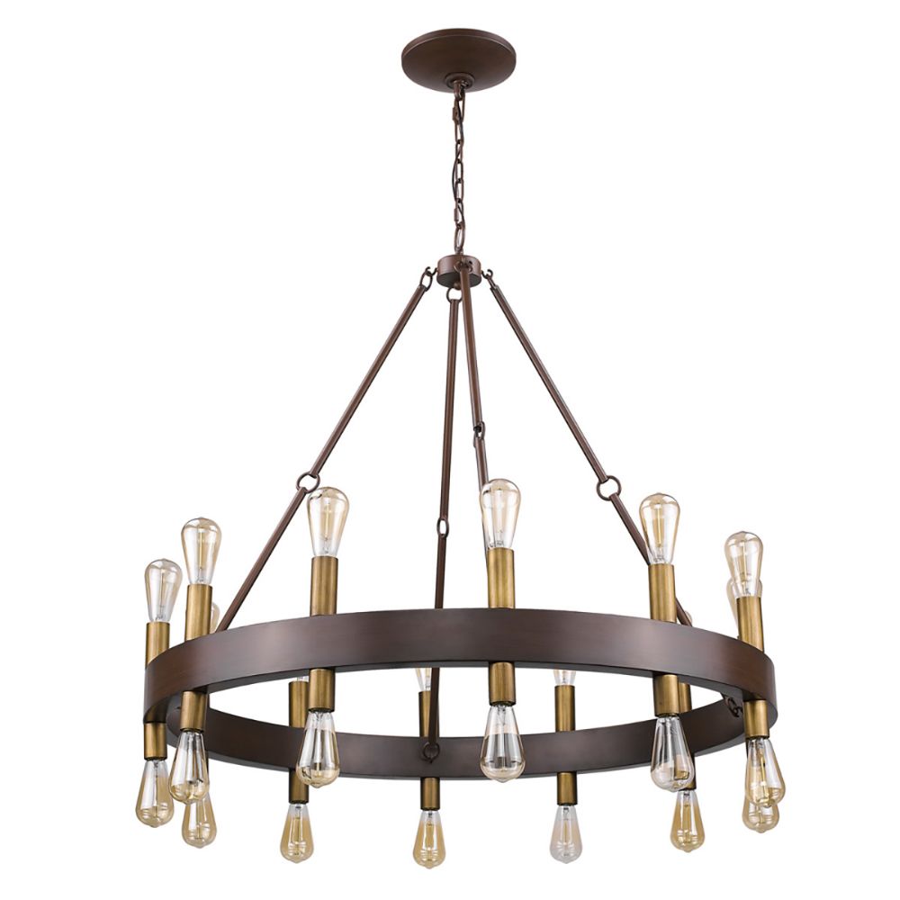 Acclaim Lighting IN11386W Cumberland 24-Light Wood Finish Chandelier With Raw Brass Sockets