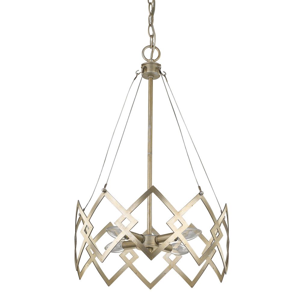 Acclaim Lighting IN11397WG Nora 4-Light Washed Gold Drum Pendant With Abstract Open-Air Cage Shade
