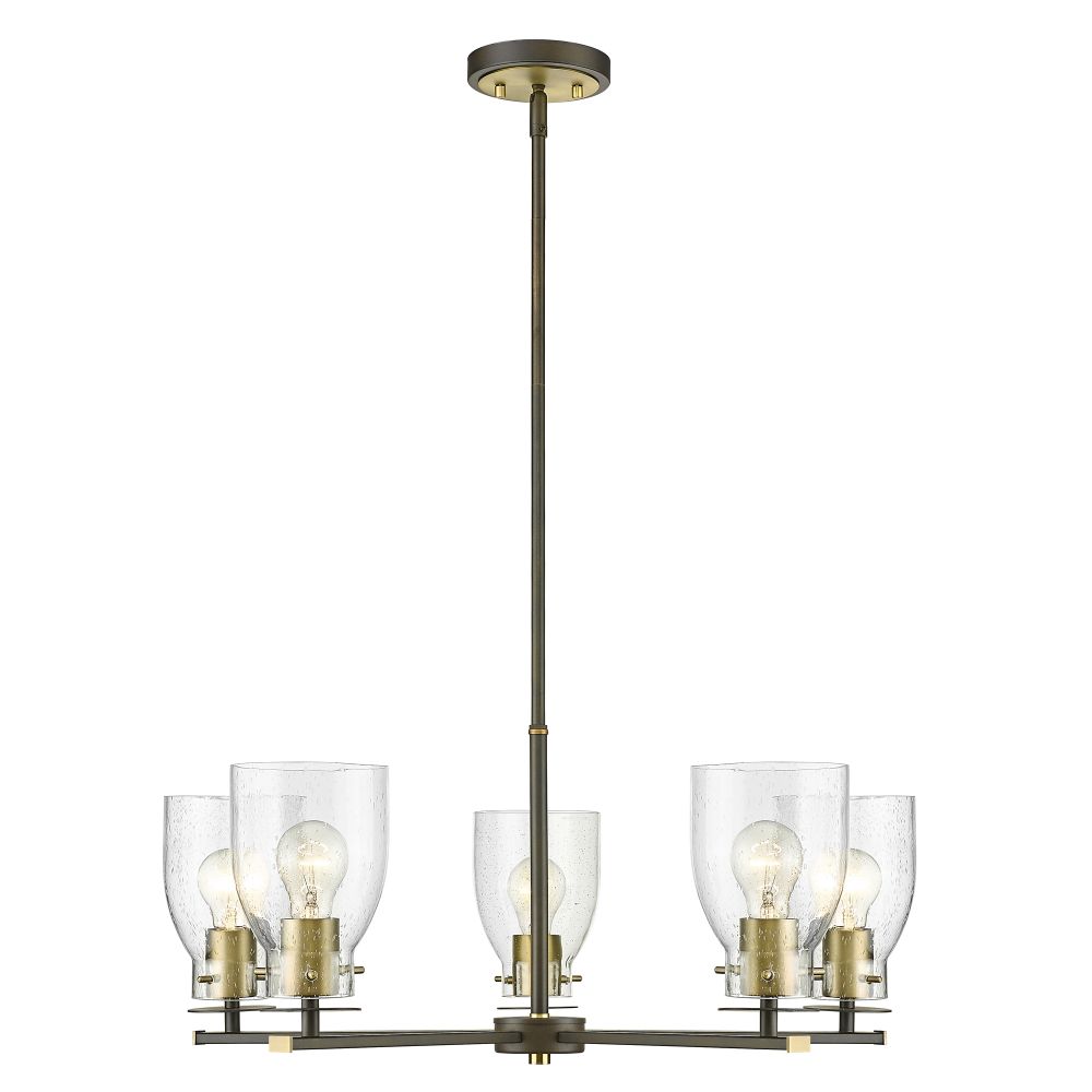 Acclaim Lighting IN20002ORB Shelby 28" Oil Rubbed Bronze and Antique Brass 5-Light Chandelier with Clear Seedy glass.