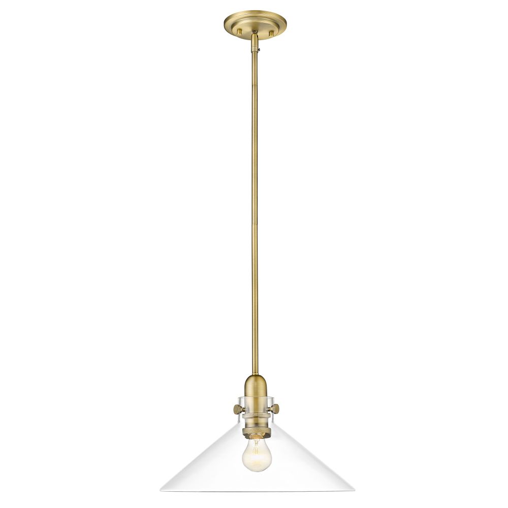 Acclaim Lighting IN20080ATB Dwyer 15.25" Antique Brass 1-Light Pendant with Clear glass.