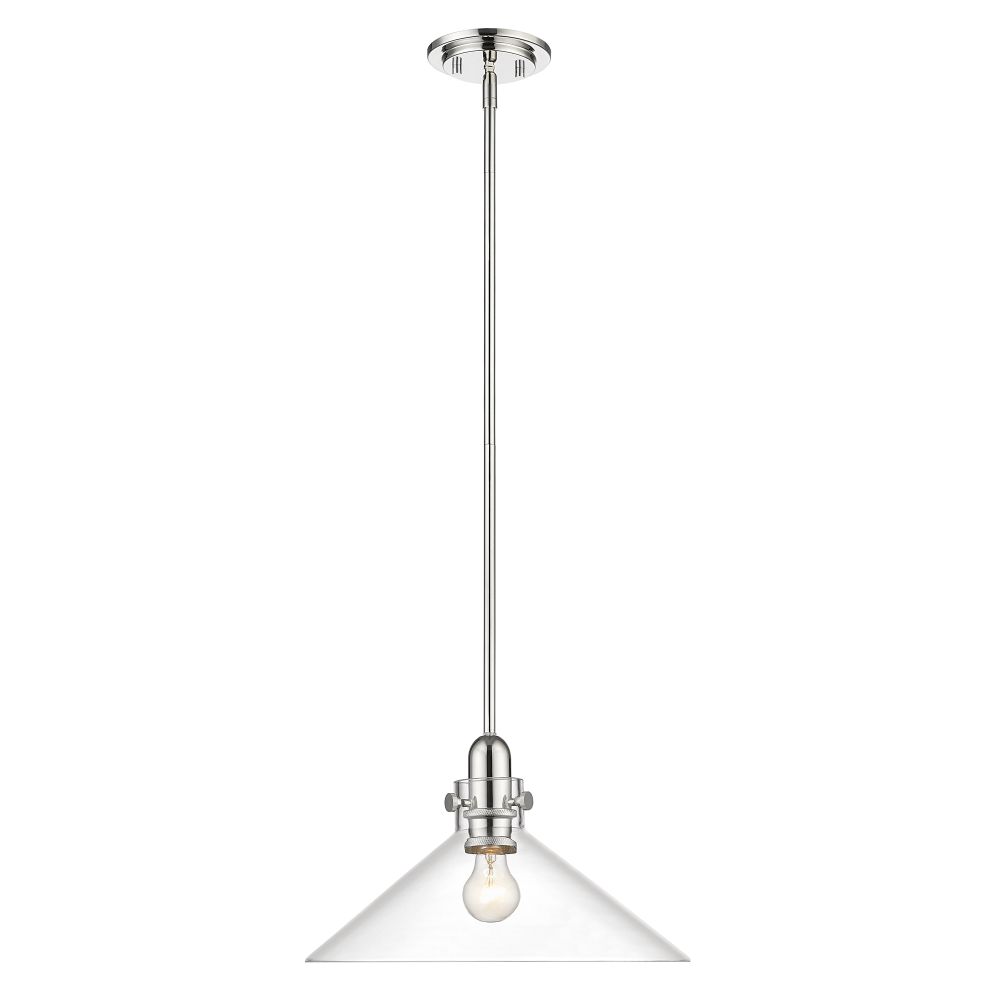 Acclaim Lighting IN20080PN Dwyer 15.25" Polished Nickel 1-Light Pendant with Clear glass.