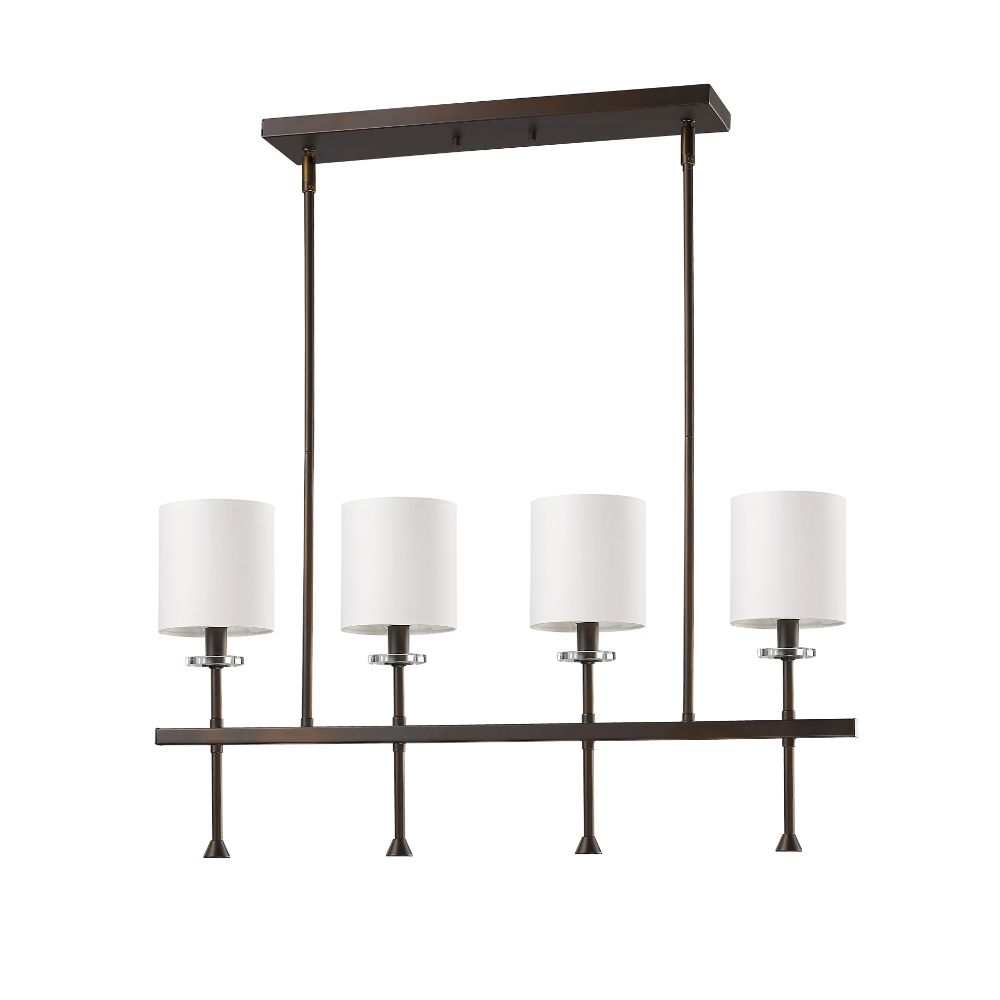 Acclaim Lighting IN21042ORB Kara 4-Light Oil-Rubbed Bronze Island Pendant With Fabric Shades And Crystal Bobeches